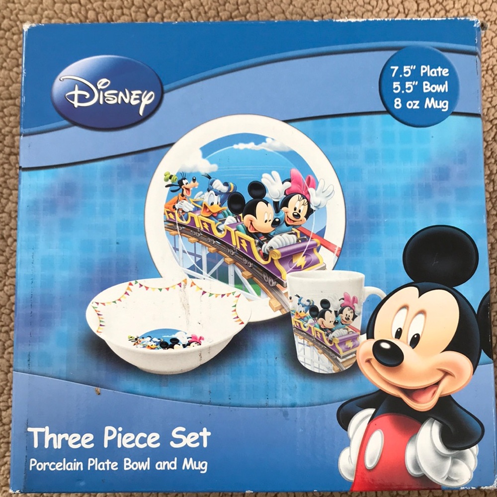Disney Porcelaib Plate, Bowl, And Mug